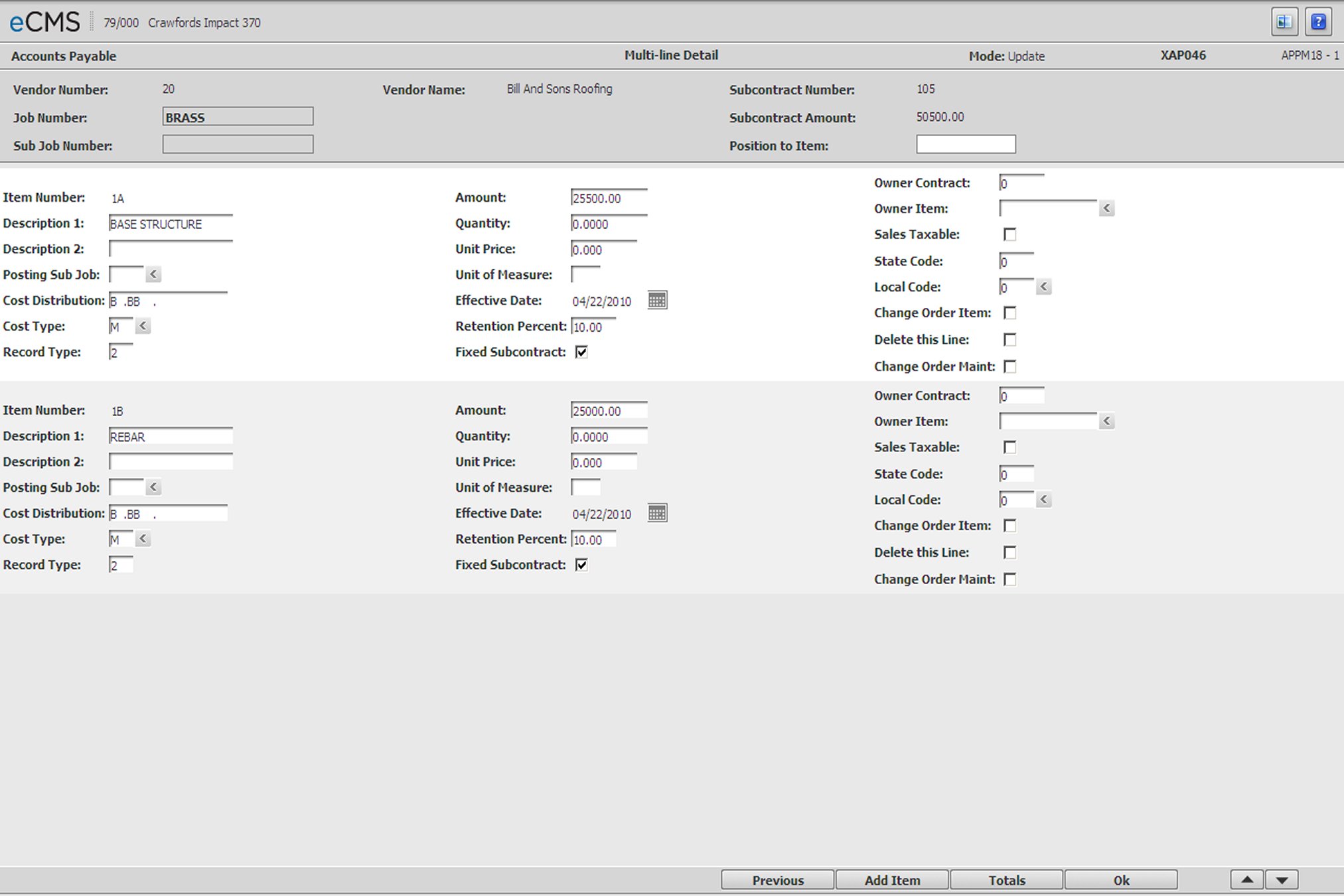 Subcontractor Interface Matrix Enter/Change Subcontracts